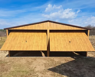 Dvojgaráž 6×5 m Štítová střecha Dekor dřeva