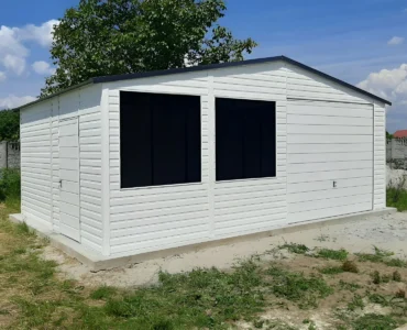Jednotlivá garáž 5×5 m Štítová střecha Bílá