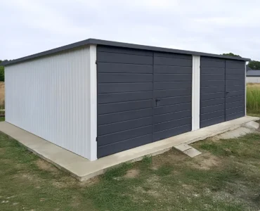 Dvojgaráž 7×5 m Pultová střecha Bílá
