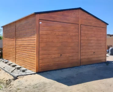 Dvojgaráž 6×6 m Štítová střecha Dekor dřeva