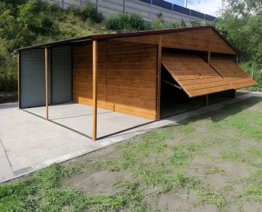 Dvojgaráž 6×5 m s Přístřeškom 1 m Dekor dřeva