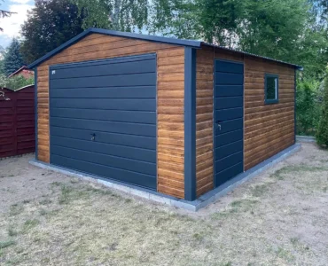 Jednotlivá garáž 4×5 m Štítová střecha Dekor dřeva