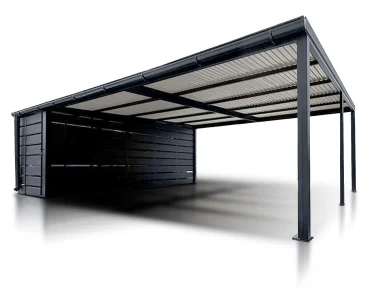 Carport s technickou místností 7.5x5.5m - přístřešek pro auto