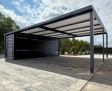 Carport s technickou místností 7.5x5.5m - přístřešek pro auto